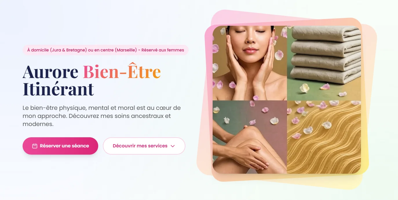 Capture d'écran du site Aurore Bien-être