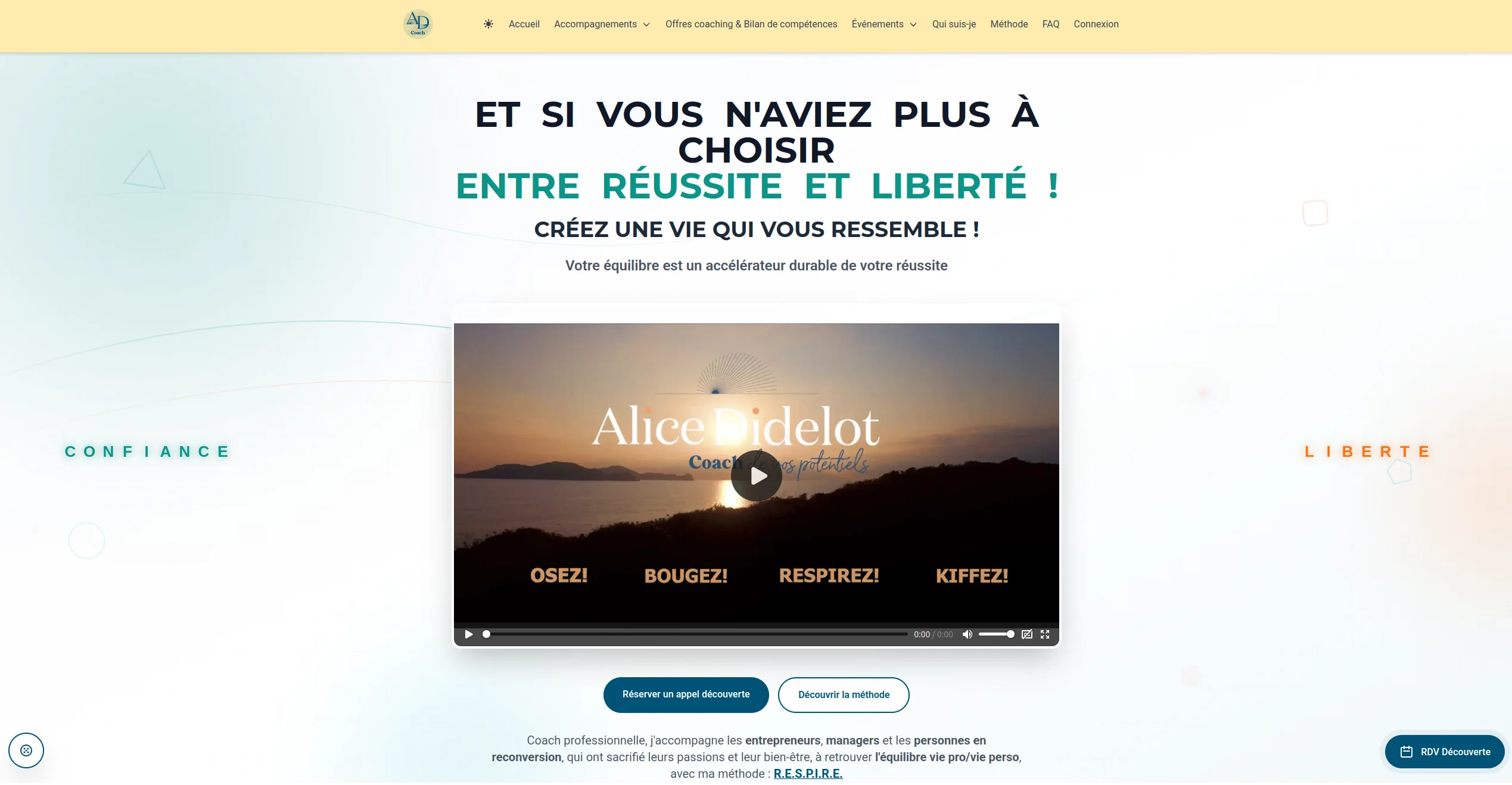 Capture d'écran du site Alice Didelot Coaching
